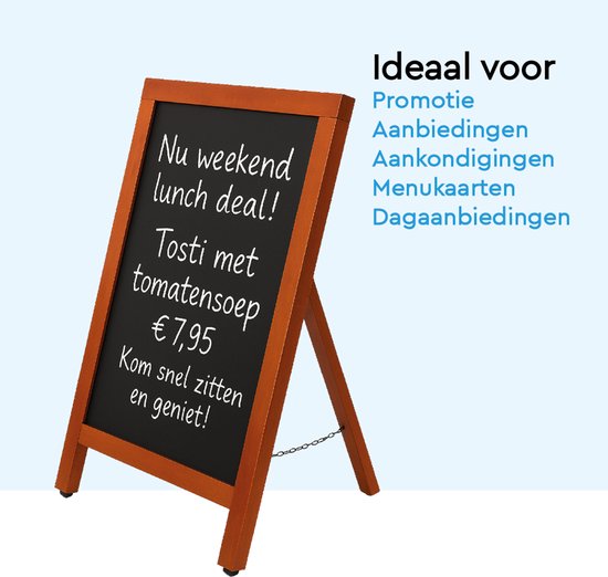 BRASQ Chalkboard Mahogany - 55x 85 CM - Tableau noir - Enseigne publicitaire - Enseigne de trottoir - Simple face - pour l'intérieur et l'extérieur - Hospitality
