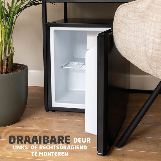 BREND BR-2241 Mini réfrigérateur avec congélateur - 42 + 5 litres - Réfrigérateur-congélateur - Eclairage LED - Noir - Idéal pour le bureau, le camping et la chambre à coucher