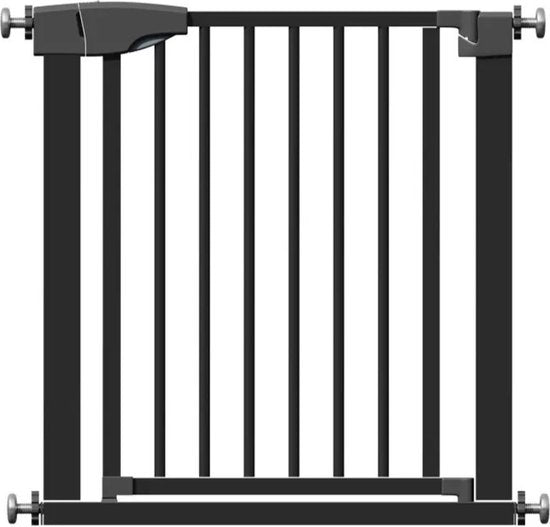 ADSafety Porte d'escalier sans perçage - 76 à 103 cm - 2 rallonges incluses - Fixation par pince - Barrière de sécurité - Barrière pour enfants - Barrière pour chiens - Noir