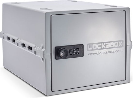 Lockabox One™ Boîte de rangement avec serrure à chiffres - Armoire à pharmacie verrouillable - Coffre-fort en polycarbonate - Résistant au réfrigérateur et au congélateur - 10,5 litres - 31 x 21 x 17 cm.