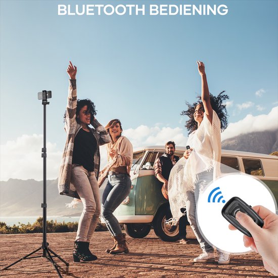 Studio ME Phone Tripod - 170 cm - Tripod Smartphone - Black - Camera Tripod - Phone Holder - Incl. Bluetooth Remote Control - Tripod Iphone - Tripod Phone