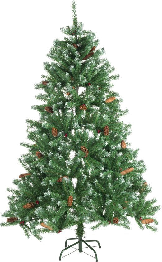 Cadeaux de Noël Sapin de Noël Empire Epicéa avec neige et pommes de pin - 180 cm - 708 bourgeons