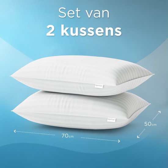 Oreiller CozySense® - Lot de 2 - 50x70 CM - Oreiller de sommeil de qualité supérieure - Enveloppe 100% coton - Oreiller - Oreiller de soutien pour les dormeurs sur le côté, le ventre et le dos