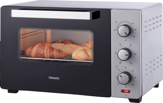 Tomado TEO3000S - Four posable - 30 litres - 1600 watts - Air chaud - 3 niveaux d'encastrement - Argent