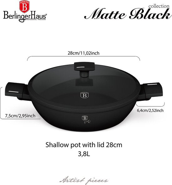 Berlinger Haus Casserole - Induction - Ø 28 cm - Avec couvercle - Noir