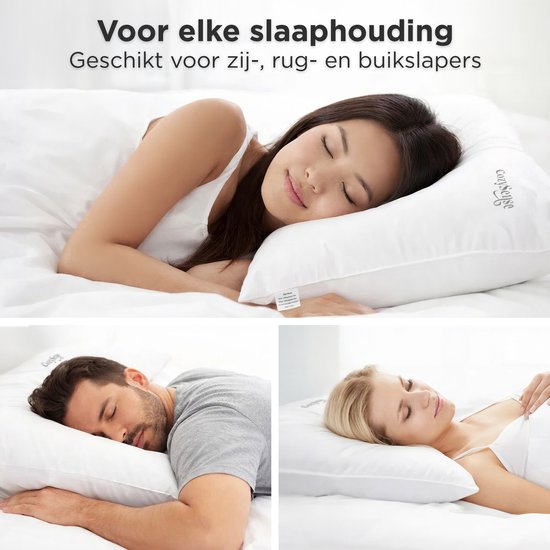 Oreiller CozySense® - Lot de 2 - 50x70 CM - Oreiller de sommeil respirant avec housse en microfibre douce - Oreiller d'hôtel - Oreiller - Pour les dormeurs sur le côté, le ventre et le dos