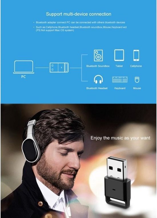 UGREEN Adaptateur Bluetooth 4.0 USB - portée 20m - EDR - 2.4GHz