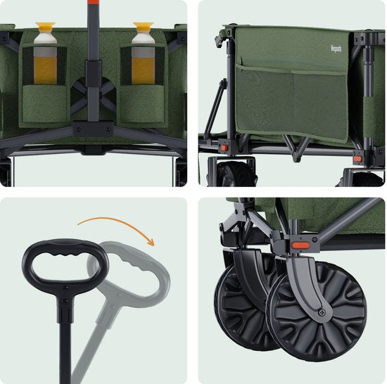 LifeGoods Wagon - 130KG - 200L - Pliable - Avec housse de protection - Vert