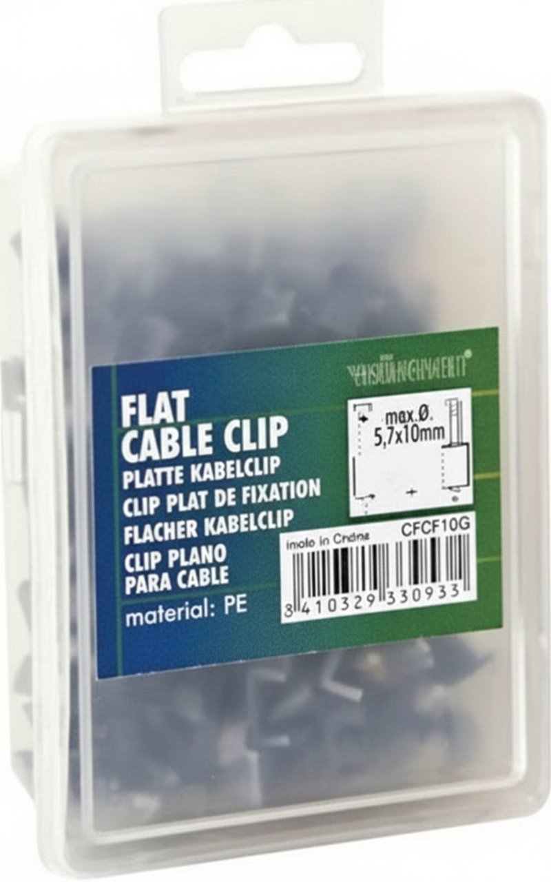 Clip pour câble plat, gris, 10Mm (100St/Box)