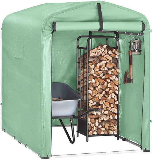 SoBuy KLS11-GR Abri de jardin, abri de jardin extérieur, étanche, abri moteur avec crochets, garage pour vélo et outils, abri vélo, rangement et stockage, vert, 120 x 176 x 163 cm