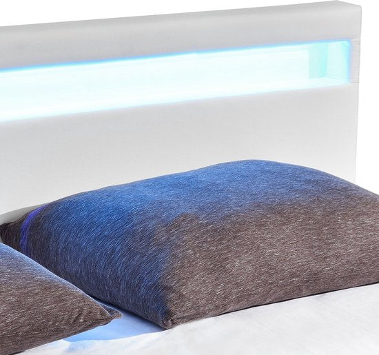 Lit capitonné Paris - 140 x 200 cm - Blanc - Eclairage LED