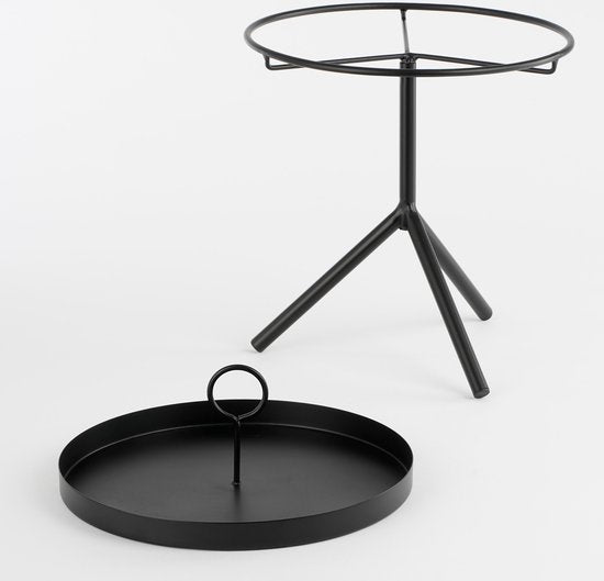 Table d'appoint Aston - Mica Decorations - avec plateau amovible - H40 x Ø31 cm - Métal - Noir