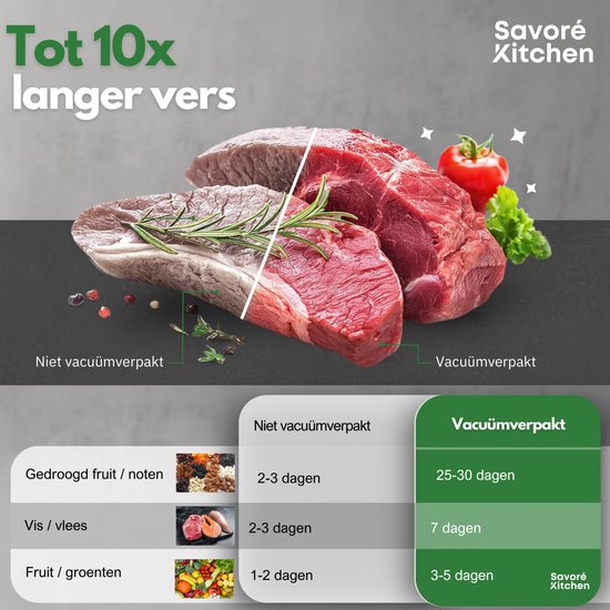 Savoré Kitchen ProSeal Vacuum Sealer with Slicer and Roller Holder - Machines sous vide - Foodsaver - Seal Device - Vacuum Sealer - Vacuum Machine