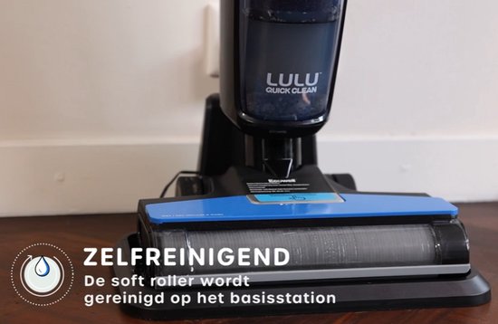 Ecowel MA03L aspirateur eau et poussière - aspirer et passer la serpillière en même temps - autonomie de 30 minutes - puissance d'aspiration de 8 kPA - station de base autonettoyante - nettoyage des bords - inclinaison de 160° - noir/bleu