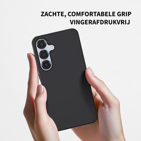 Podec Case Suitable for Samsung Galaxy S25 Black Phone Case - Anti-Shock Case Cover with 1x Screen Protector