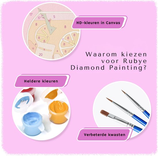 Rubye® Mini peinture sur chiffres - 2 pièces - Adultes - Peinture sur chiffres Enfants - Set - Cocktails - 15x20cm