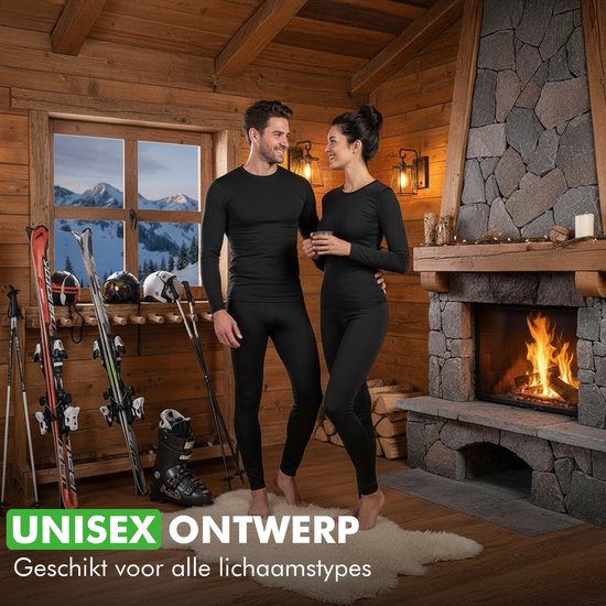Vêtements thermiques Travelhawk - Vêtements thermiques pour hommes et femmes - Sous-vêtements thermiques pour hommes et femmes - Noir - L