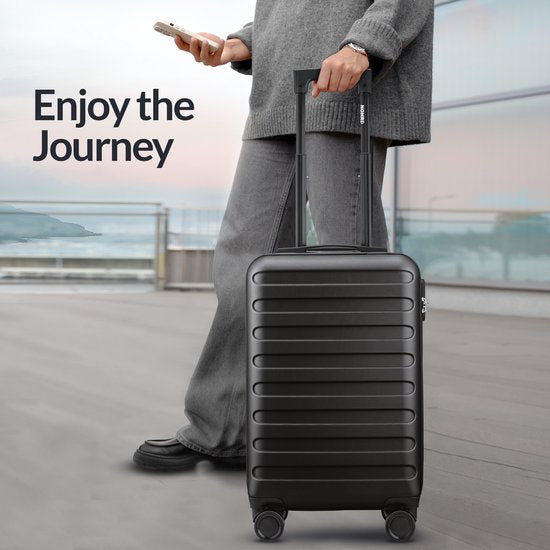 Nohrd Hand Luggage Suitcase - Black - Travel Suitcase with Wheels - 55x35x20 cm - Hand Luggage Trolley Lightweight - Travel Suitcases - Wheeled Trolley - Suitcases