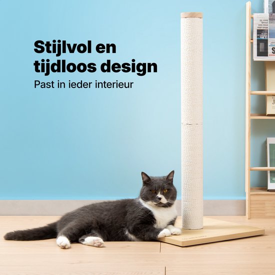 Jake and Jacky Scratching Post Wood - Griffoir en bois pour chats - avec corde en papier - Meuble à griffer - 80 cm