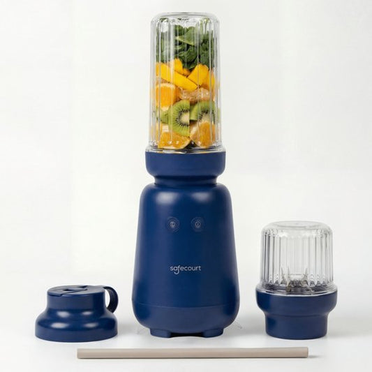 Safecourt Kitchen PureBlend - 1000W Smoothie maker - BPA free - includes to-go drinking lid + straw- Premium Tritan blend cups - Blue