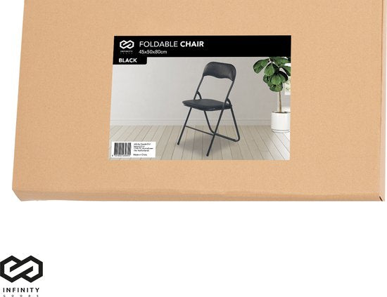Infinity Goods Klapstoel - Vouwstoel - Eettafelstoel - Opklapbare Stoel - 43 x 47 x 80 CM - Stoel - Zwart