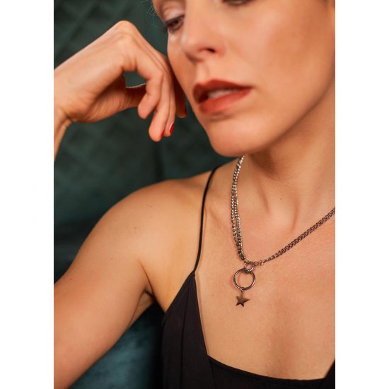 Laura Ferini Ladies Necklace Stella Silver - Chaîne à maillons en argent avec étoile - Plaqué or blanc 18K - Collier - Collier - Bijoux - Accessoires - Collier pour dames avec pendentif
