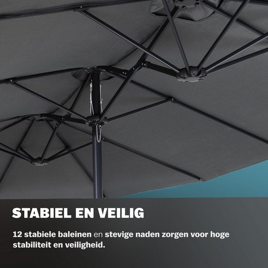 Kingsleeve Parasol double XXL - 460x270cm Protection UV - Anthracite