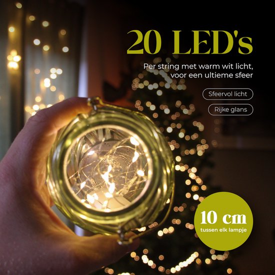 Guirlandes lumineuses Giftmas - 6x2M LED - Lumières - Blanc chaud - 72 heures d'autonomie - Décorations de Noël pour l'intérieur et l'extérieur - Lumières de Noël