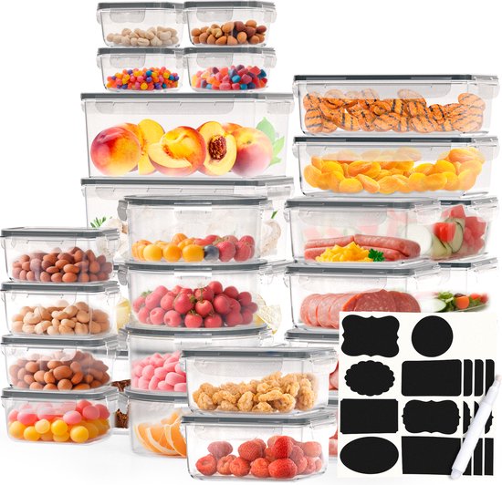 Avalo Récipients de conservation des aliments - Récipients de préparation des repas - Récipients de congélation en plastique - Avec couvercle - Ensemble de 30 pièces - Récipients pour micro-ondes sans BPA
