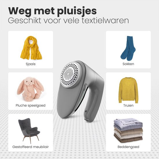 Auronic Electric Lint Remover - Dépoussiéreur sans fil - Autonomie de la batterie 60 minutes - Tondeuse à peluches - 2 accessoires supplémentaires - Gris