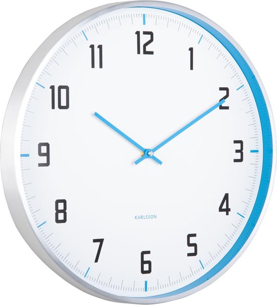Horloge murale Karlsson Sporty - Bleu - Ø40cm - Horloge murale Scandinave