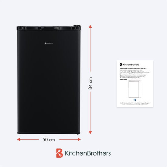 KitchenBrothers Réfrigérateur - 88L Compartiment réfrigérant - 14L Compartiment congélateur - Glacière - Frigo - Freestanding - Noir