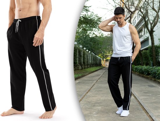 Milanoro - Lot de 2 pantalons de jogging sportifs et confortables pour hommes - Noir/Gris - M