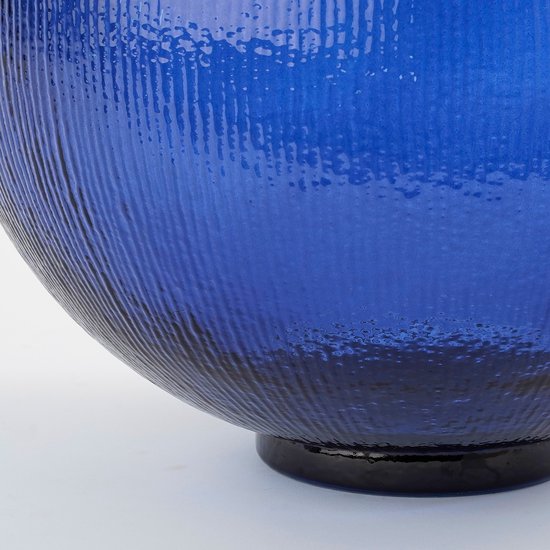Mica Decorations Vase bouteille Firenza - H42 x Ø34 cm - Verre recyclé - Bleu foncé