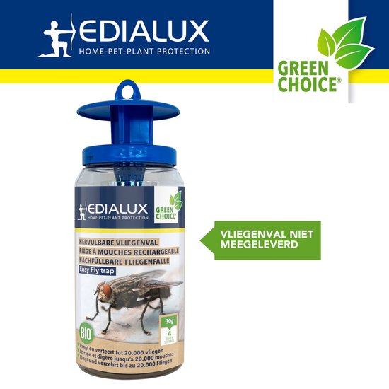 Edialux Flytrap refill with water-soluble attractant, natural fly attractant, eco-friendly insect trap refill for outdoor use, reusable refill for garden, stable and patio, up to 20 weeks of protection