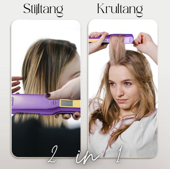 Sansbeauté® Lisseur professionnel - 2 en 1 - Fer à boucler - Lisseurs - Lisseur de cheveux - Mise en température rapide - 80℃ à 230℃ - Lissage et bouclage - Technologie ION - Classic Purple