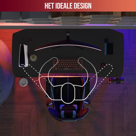 Avalo Gaming Desk - 120x60x75 CM - Pupitre de jeu - Table - Noir