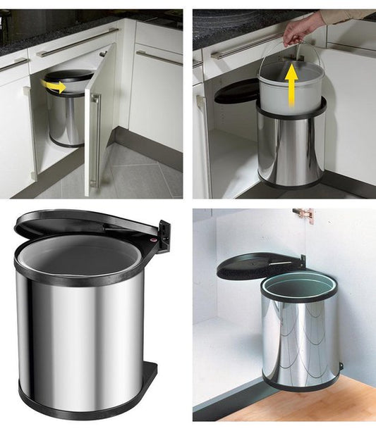 Poubelle Hailo Compact-Box M - 15 l - Poubelle encastrée - Acier inoxydable