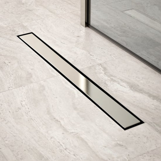 Caniveau de douche - 70cm - Grille à carreler - inox - Avec bride