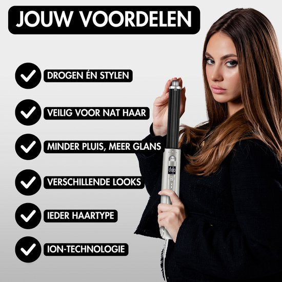 Sansbeauté® 8-in-1 Airstyler with Diffuser - Multistyler - Rotary Hairdryer - Hair styler - Hair dryer - Heat brush - Curling brush - Curling iron - Styling brush - Coldshot