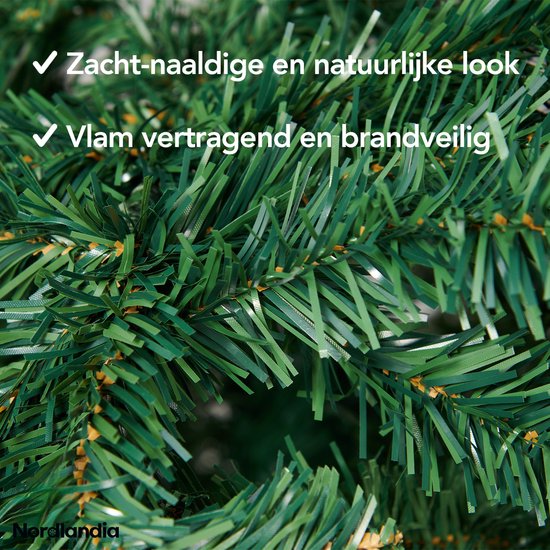 Nordlandia Artificial Christmas Tree With LED Lights - 180 cm - Arbre de Noël réaliste en plastique - Support en métal - Vert