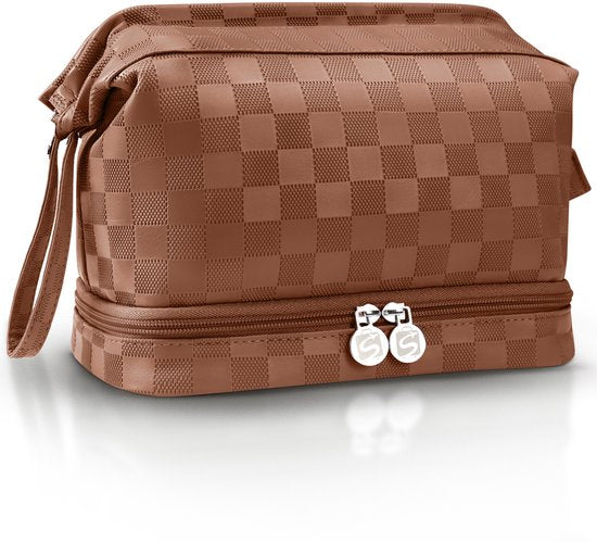 Skycases Travel Essentials - Trousse de toilette et de maquillage - Imperméable et compacte - Convient pour le voyage et l'usage quotidien - Unisexe - Marron
