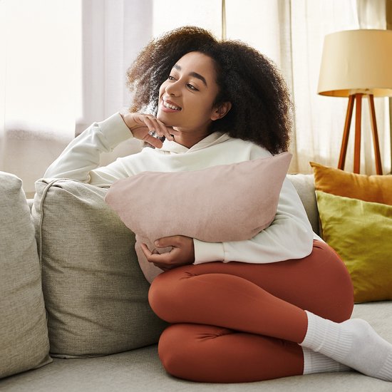 Auronic Heat Pillow - Velours - 45x45 - rechargeable sans fil - oreiller électrique - infrarouge - rose