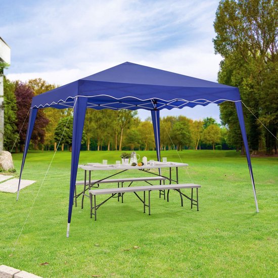 Vivara Party Tent - Pavillon - Facile à monter - Pliable - Imperméable - Avec sac de transport - 300 x 300 cm - Bleu