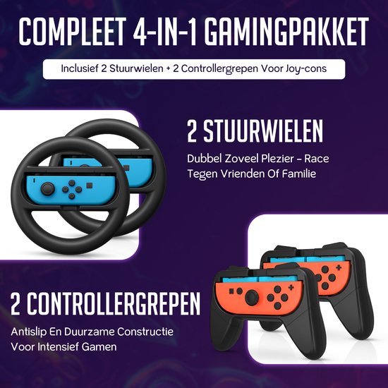 Controlla - Accessoires adaptés à la Nintendo Switch 2 - Jeu de poignées Joy Con pour Nintendo Switch 2 - Manette et volant