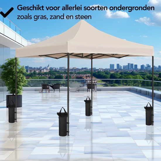 Brixy Party Tent - Pliable - Facile à monter - 3x3m - Imperméable - Pavillon - Sac de transport inclus - Crème