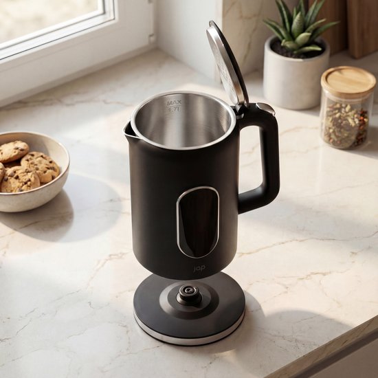 JAP Appliances Aquanova - Bouilloire (1,7 litre) avec contrôle de la température - Fonction maintien au chaud - 40°C pour les aliments pour bébés - Noir