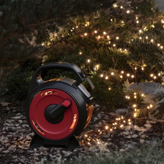 Guirlande lumineuse sur enrouleur de câble pour l'extérieur - 800 LEDs - 2100K Ambre - IP44 - 18 mètres - Lumières de Noël