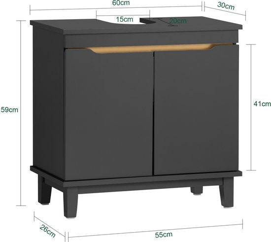SoBuy BZR113-DG Meuble à vasque - Gris Meuble de salle de bains sous évier
