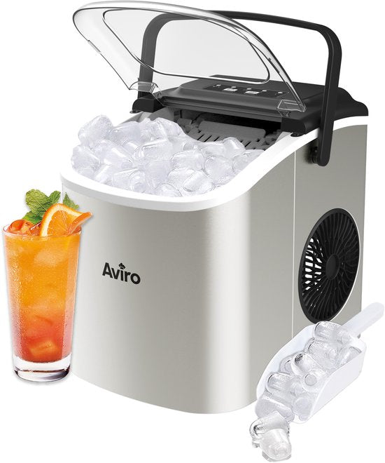 Machine à glaçons Aviro - 1.3L - Avec pelle à glace - Fonction auto-nettoyante - 12KG / 24U - 9 Cubes / 6 Min - Silver